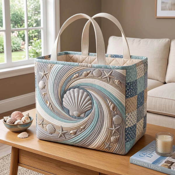 Coastal Whisper Padded Storage Basket